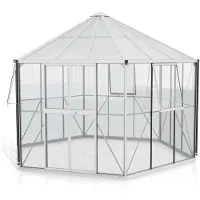 Pergart Vitavia Gewächshaus-Pavillon "Juno 9000" inkl. Stahlfundament aluminium eloxiert 9,0 m² 3 mm ESG, 6 mm HKP