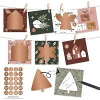 Papierdrachen Adventskalender 2025 – Ein Adventskalender zum Befüllen und Verschenken – Hygge-Stil – Kratzbilder – Holzclips und Kordel