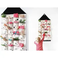 Generisch Adventskalender mit Taschen, zum Aufhängen an der Wand – Weihnachtsdekoration für die Adventszeit (Countdown bis Weihnachten)