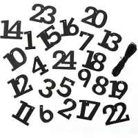 Papierdrachen Adventskalender mit 24 Holz-Zahlen und Baumwollkordel – Schwarz – Elegante Dekoration für Ihren Weihnachtsadventskalender 2025