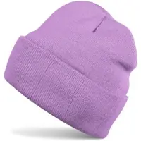 StyleBREAKER Strickmütze "Winter Strickmütze mit Krempe", Herren, lila (flieder), Obermaterial: 100% Polyacryl PAN., Modisch, Mützen Strickmütze