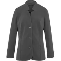 Sieh an! Jerseyblazer SIEH AN "Jersey-Blazer Jerseyblazer mit Stehkragen", Damen, Gr. 46, grau (anthrazit), Jersey, , Basic, Blazer Jerseyblazer