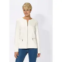 Witt Jerseyblazer "Jersey-Blazer Shirtblazer in Ripp-Optik", Damen, Gr. 40, weiß, Jersey, , Sportlich, Rundhals, Blazer Jerseyblazer