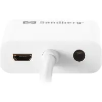 Sandberg HDMI to VGA+Audio Converter, HDMI Typ A (Standard), VGA (D-Sub) + 3.5mm, Stecker, Buchse, Weiß, RoHS