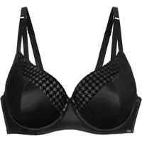 Dorina Halbschalen-BH "Julianna", Damen, Gr. 70, Cup E, schwarz, Mesh, Satin, Obermaterial: 60% Polyester, 32% Polyamid, 8% Elasthan, BHs Halbschalen-BH, flocked Mesh & Satin, gepolsterte Cups