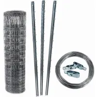 Aquagart 150m Wildzaun Forstzaun Weidezaun Knotengeflecht 200/22/15+ Pfosten + Spanndraht