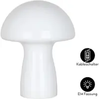 Otto Home Tischleuchte "Grunni", weiß (opal weiß), 1, Ø 18cm H: 23cm, 1 Stk., Leuchten, Pilz-Tischleuchte: Opalglas, E14, stilvoll für Nachttisch & mehr, Tischleuchte