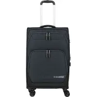 Travelite Trolley "KICK OFF Reisekoffer", Damen, Gr. B/H/T: 41cm x 67cm x 27cm 69 l, grau, Polyester, Koffer Trolley, 4 Doppelrollen, Außentaschen und Packgurte – leicht und robust