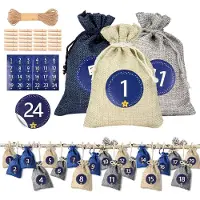 Generisch DIY-Adventskalender zum Befüllen. Stoff – 24 kleine Beutel zum Befüllen – Weihnachtlicher Adventskalender für Kinder