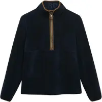 Superdry für Damen. W2012337A Jersey Estate Half-Zip-Fleece blau (XL), Lässig, Recyceltes Polyester, Nachhaltig, Marine