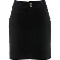 Bonprix Cordrock "Stretch-Cordrock", Damen, Gr. 40, schwarz, Cord, Obermaterial: 98% Baumwolle, 2% Elasthan, unifarben, gerade ca. Mitte Oberschenkel, Röcke Cordrock, mit Gürtelschlaufen