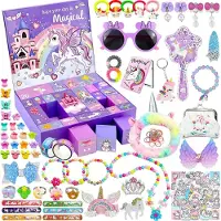 OCreon Adventskalender für Mädchen – Einhorn-Geschenke – 24 Tage voller Überraschungen – Haarschmuck – Haarklammern