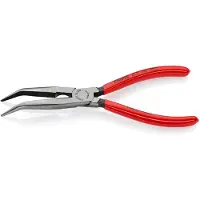Knipex Flachrundzange DIN ISO 5745 Länge 200mm mit Schneide gebogen poliert Kunststoff-Überzogen - 26 21 200 SB