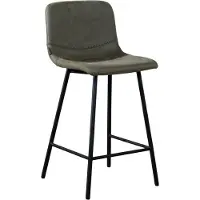 Livin24 Bronx71 Barhocker Leder Mikky 65 - 78 cm olivgrün