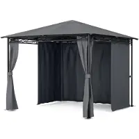 Merkloos Pavillon Partyzelt Gartenpavillon Gazebo - 2,95 x 2,6 x 2,95 m - Mit 4 Seitenteilen - Metallrahmen - Wetterbeständig