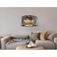 Meine Wunschleuchte LED Pendelleuchte Glas Silber Chrom mit Kristallbehang für den Esstisch Ø 40cm