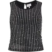Apricot Crop-Top "Top aus Mesh", Damen, Gr. 8, schwarz, gewebt, , Modisch, kurz, Rundhals, Tops Crop-Top, mit Strasssteinen