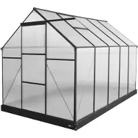 Axi Simon Gewächshaus aus Aluminium & Polycarbonat in Schwarz | Treibhaus mit Schiebetür & Fenster Winterfest | Mit integrierter Drainage |