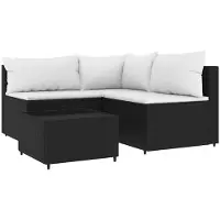 vidaXL Poly Rattan Sitzgruppe Gartenmöbel Set mit Tisch und Stühlen für Terrasse Balkon wetterfest mit Sitzkissen und verstellbaren Füßen Eckteil + 2x Mittelteil + Tisch Schwarz und