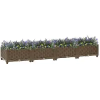 vidaXL Hochbeet Pflanzkasten mit Abflussloch Blumenbeet Kräuterbeet Pflanzbeet für Garten Balkon Terrasse Rattan-Optik wetterfest robust Braun - 160 x 40 x 23 cm