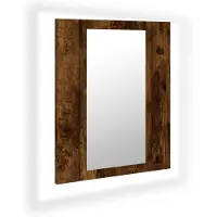 Insta24 Spiegelschrank mit RGB LED Beleuchtung Badschrank Badezimmerschrank Wandspiegel Badspiegel für Bad Badezimmer mit Ablagefächern 40x12x45 cm Räuchereiche