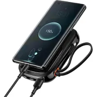 Baseus Qpow Pro Powerbank mit USB-C-Kabel, USB-C, USB, 10000mAh, 22,5W (Schwarz)