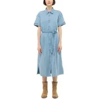 Mustang Maxikleid "Damen Style Camilla Dress", Damen, Gr. 44, Popeline, blau (hellblau), Popeline, 72% Lyocell, 28% Baumwolle, regular fit, Kleider Maxikleid
