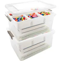 Merkloos Omgoods – Set aus 2 Aufbewahrungsboxen mit herausnehmbarem Tablett – Kunststoff
