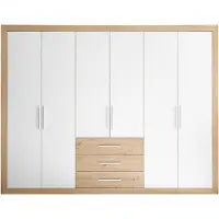 Schlafkontor Drehtürenschrank "Fernando", weiß (artisan eiche, weiß), B:289cm H:225cm T:59cm, Holzwerkstoff, Schränke, Drehtürenschrank