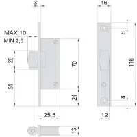 Sonstige Verlage Schiebeschlösser für Aluminiumprofile, Modell 44237, Typ E15