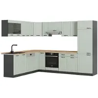 Vicco Eckküche R-Line Mint Landhaus/Anthrazit 287 x 227 cm, Model 70977