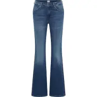 Mustang Comfort-fit-Jeans "Damen Style Shelby Flared", Damen, Gr. 27, Länge 32, blau (582 mittelbalu), Denim/Jeans, 98% Baumwolle, 2% Elasthan, unifarben, ausgestellt, Jeans Comfort-fit-Jeans