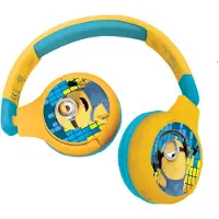Lexibook Despicable Me 2-in-1 Kinder Kopfhörer Bluetooth & Kabel, Stereo, Faltbar, Verstellbar, Kindersicher 85 dB, Mikrofon, Wiederaufladbar, Leicht, Tragbar