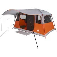 vidaXL Tunnelzelt 10 Personen Grau und Orange Polyester und Stahl