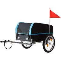 Merkloos Fahrradanhänger Lastenanhänger Faltbar - 120 Liter - 150 kg - Regenhülle - Warnflagge - Schwarz und Blau
