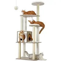 Dripio Kratzbaum 164 cm mit Höhle, Sisal, Plüsch, Greige