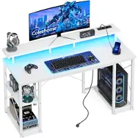 Dripio Gaming-Schreibtisch mit LED, 120x50 cm, Weiß