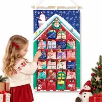 Merkloos Adventskalender aus Stoff mit 24 Fächern für Weihnachten