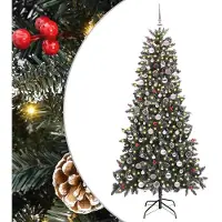 vidaXL Künstlicher Weihnachtsbaum Grün 240 cm PVC, Plastik und Stahl