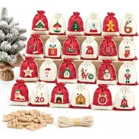 Merkloos Leinen-Adventskalender, kleine Säckchen zum Befüllen
