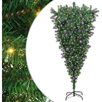vidaXL Umgedrehter Kunst Weihnachtsbaum mit Kugelset Grün 210 cm PVC