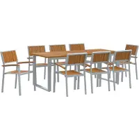 vidaXL Garten Essgruppe 9 stk. Grau Massivholz Akazie