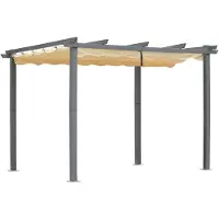 Merkloos Pergola – Aluminium – 3 x 4 m – Dunkelgrau – Ausziehbares Dach – Für Garten und Terrasse
