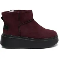 MACIEJKA Damen Winterschuhe aus burgunderrotem Naturleder mit Schlüpfverschluss