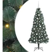 vidaXL Künstlicher vorbeleuchteter Weihnachtsbaum mit Kugelset Grün