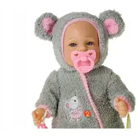 Adar Babypuppe im grauen Overall 40cm mit Soundbox spricht und singt auf Polnisch