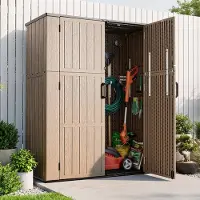 Vevor Gartenschrank Geräteschuppen Gartenhäuschen 1420x670x1760 mm Braun