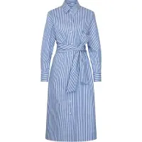 Seidensticker Blusenkleid , Damen, Gr. XL (42), Normalgrößen, Langarm, blau, 100% Baumwolle, gestreift, regular fit, Kleider Blusenkleid, 1/1 Kragen Gestreift