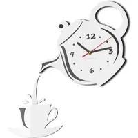 Merkloos Moderne Wanduhr Küchen Design Tasse und Topf Weiß 45x45cm Leise 3D