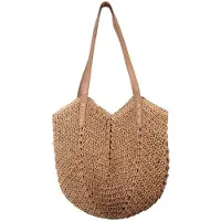 Merkloos Handgefertigte Stroh-Handtasche für Damen, ideal für den Sommer und den Strand, in Hellbraun